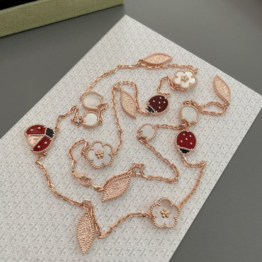 [Lucky Star]LUCKY SPRING 15 MOTIFS ROSE GOLD NECKLACE