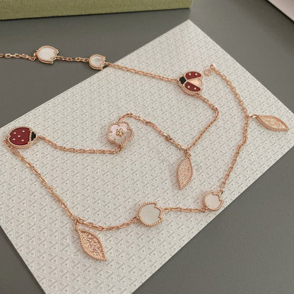 [Lucky Star]LUCKY SPRING 15 MOTIFS ROSE GOLD NECKLACE
