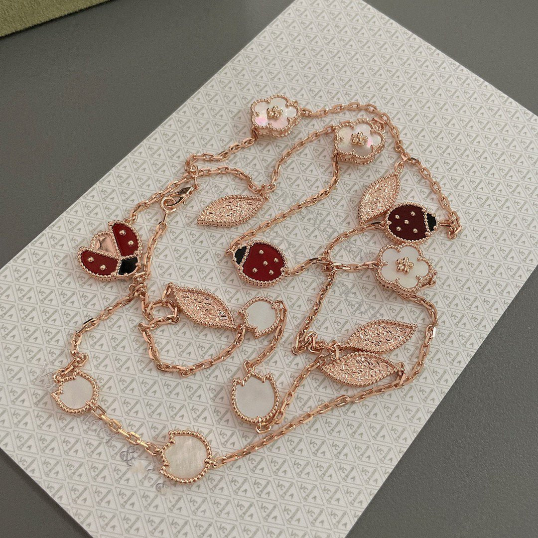 [Lucky Star]LUCKY SPRING 15 MOTIFS ROSE GOLD NECKLACE