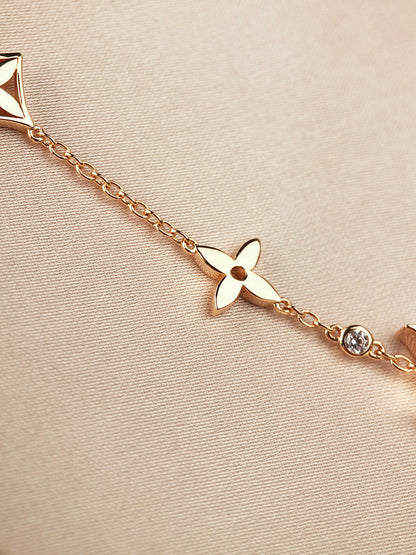 [Lucky Star]STAR AND SUN 7 MOTIFS GOLD BRACELET