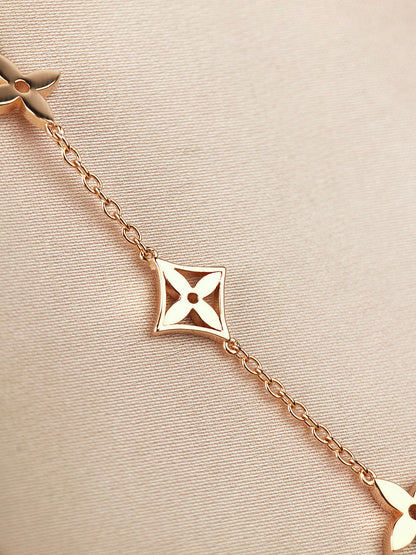 [Lucky Star]STAR AND SUN 7 MOTIFS GOLD BRACELET