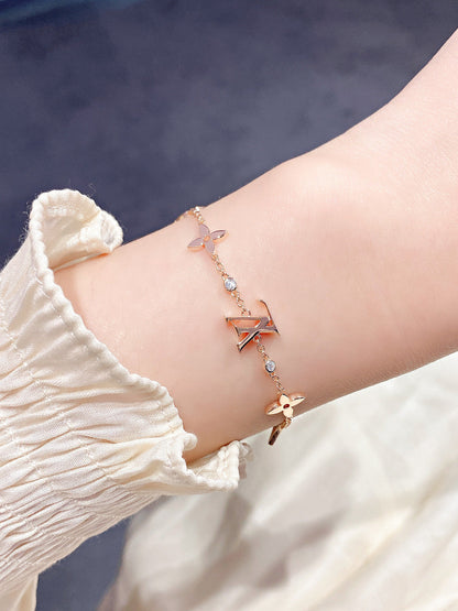 [Lucky Star]STAR AND SUN 7 MOTIFS GOLD BRACELET