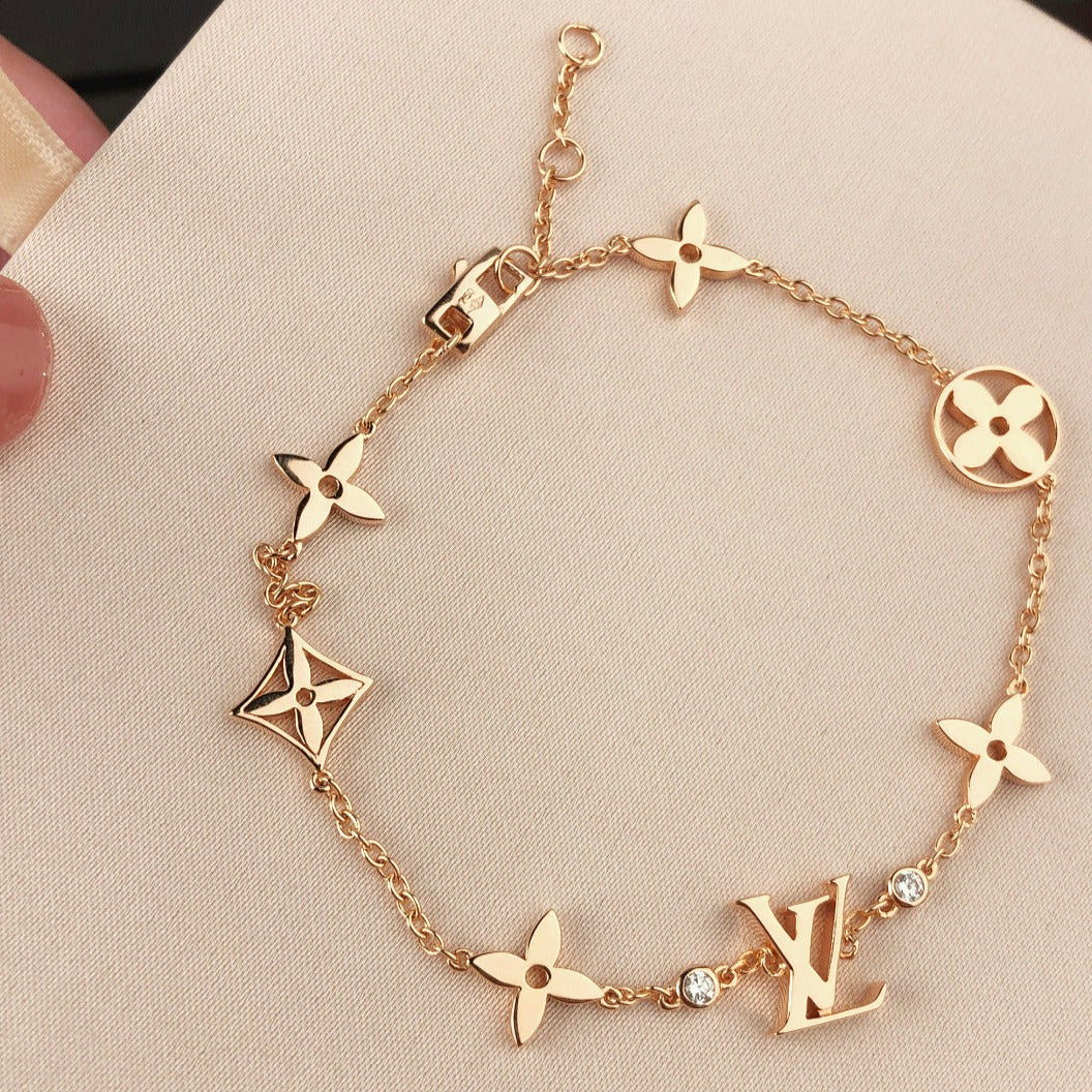 [Lucky Star]STAR AND SUN 7 MOTIFS GOLD BRACELET