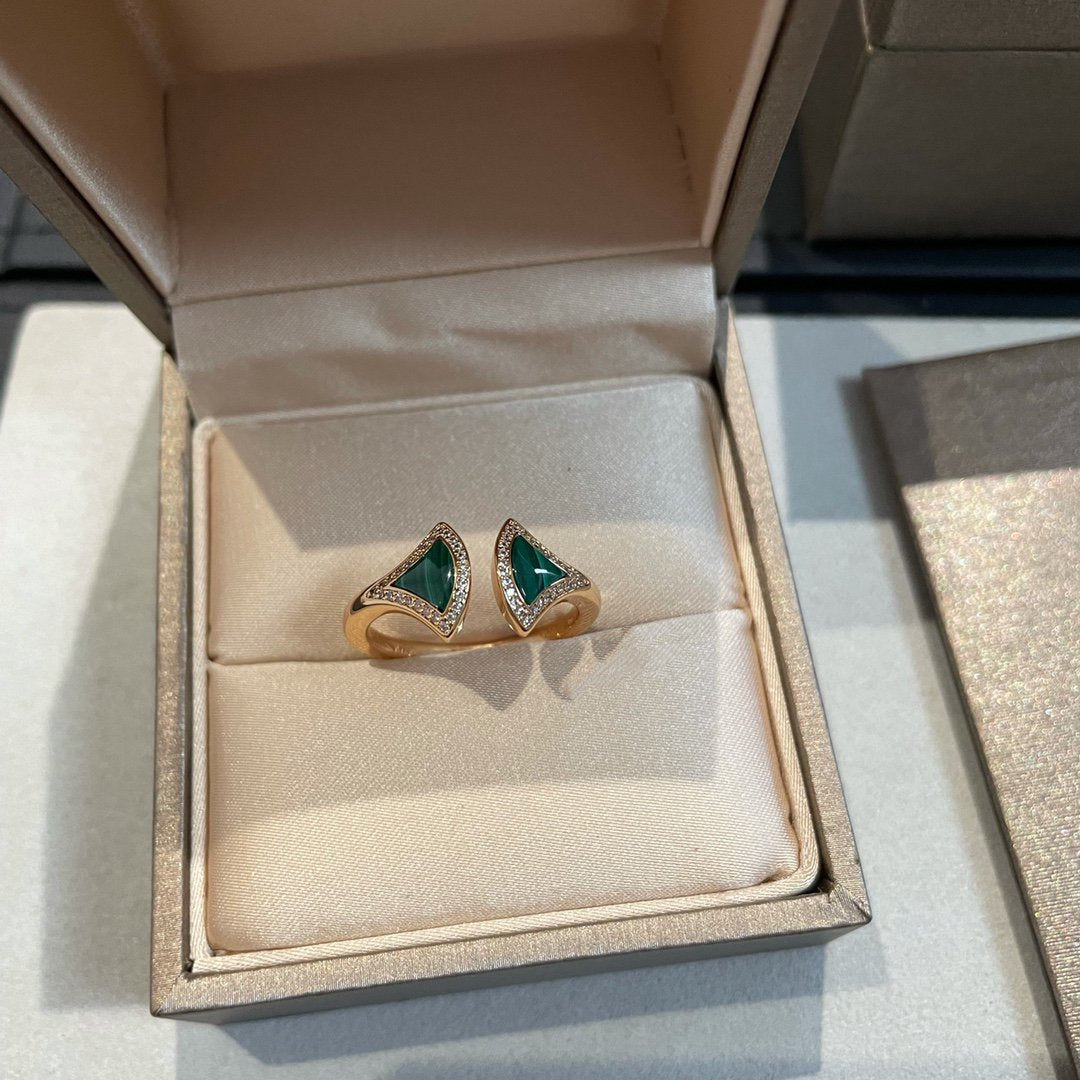[Lucky Star]DREAM MALACHITE DIAMOND OPEN RING