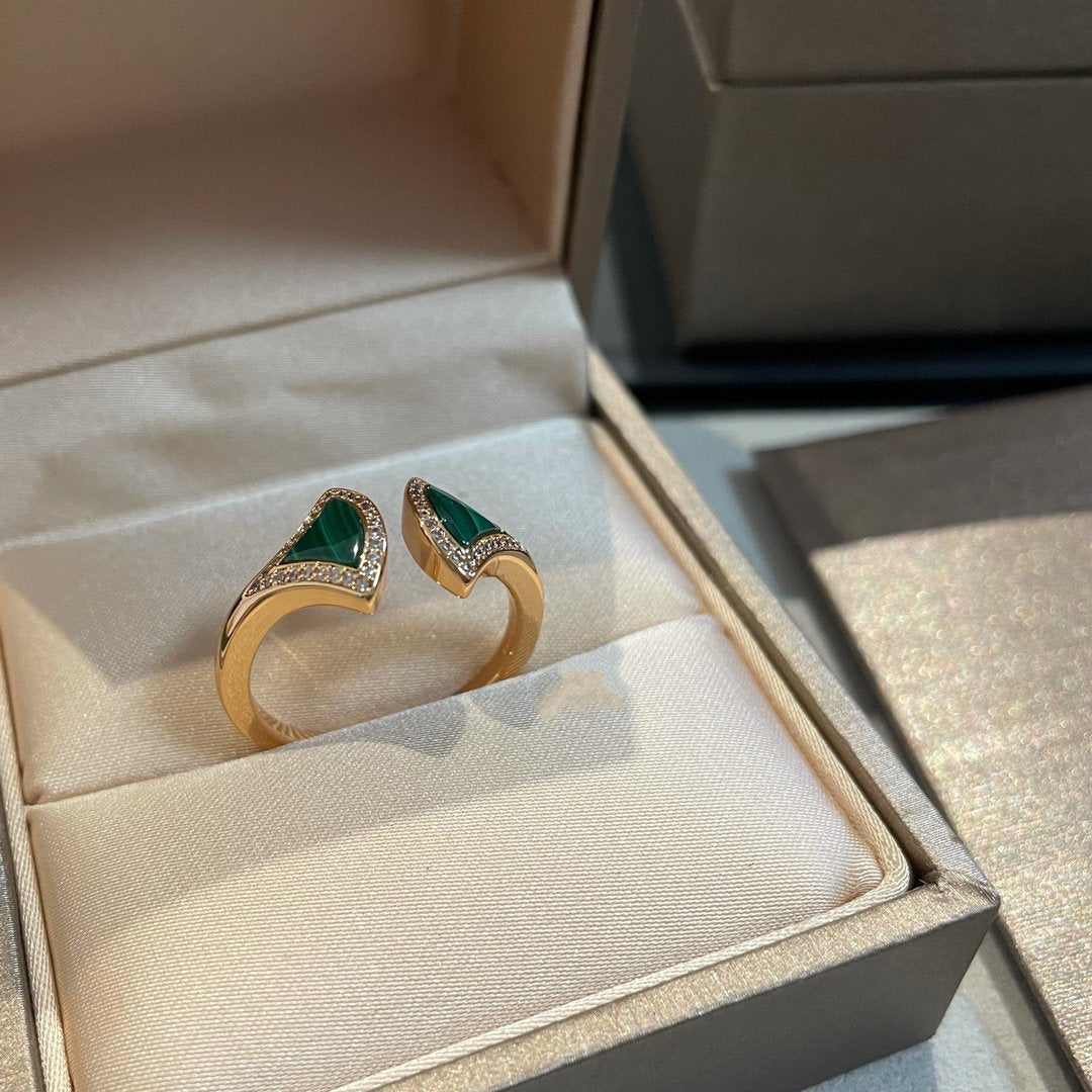 [Lucky Star]DREAM MALACHITE DIAMOND OPEN RING