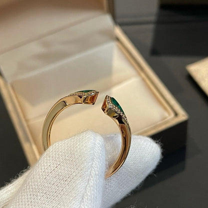 [Lucky Star]DREAM MALACHITE DIAMOND OPEN RING