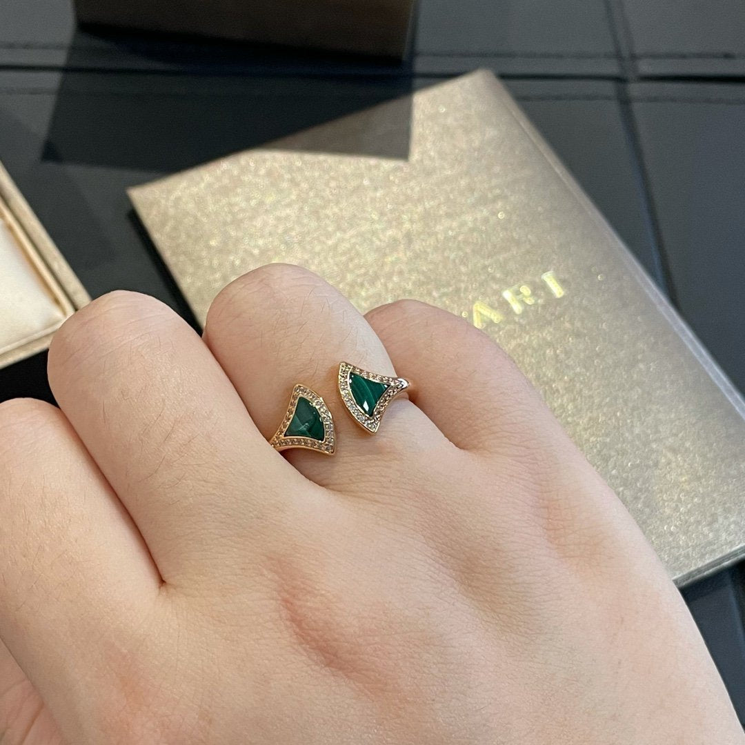 [Lucky Star]DREAM MALACHITE DIAMOND OPEN RING