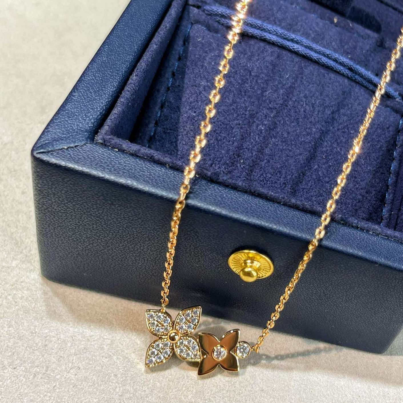 [Lucky Star]STAR BLOSSOM NECKLACE PINK GOLD DIAMONDS