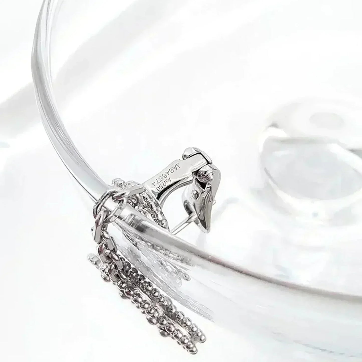 [Lucky Star]CLOVER 2 MOTIFS  DIAMOND ONYX EARRINGS SILVER