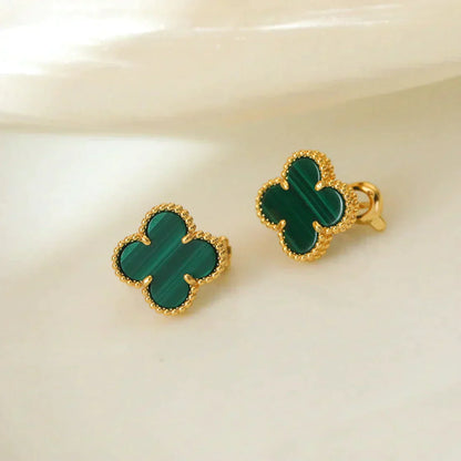 [Lucky Star]CLOVER MEDIUM 1 MOTIFS MALACHITE  EARRINGS