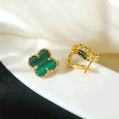 [Lucky Star]CLOVER MEDIUM 1 MOTIFS MALACHITE  EARRINGS