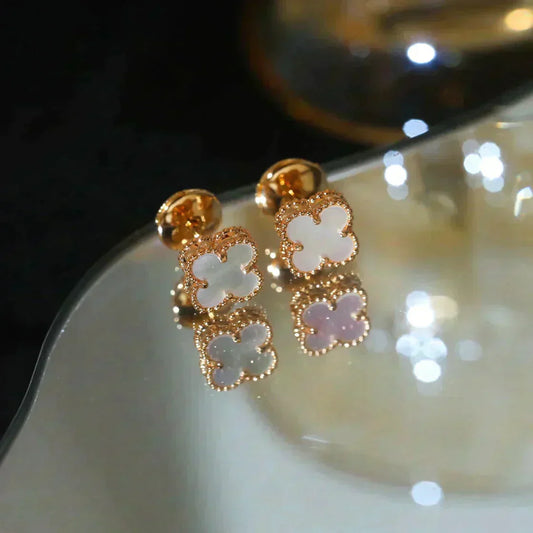 [Lucky Star]CLOVER MINI 9.5MM WHITE MOP EARRINGS