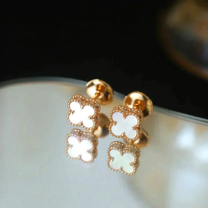 [Lucky Star]CLOVER MINI 9.5MM WHITE MOP EARRINGS