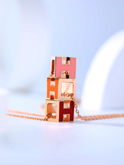 [Lucky Star]H CAGE PINK GOLD NECKLACE