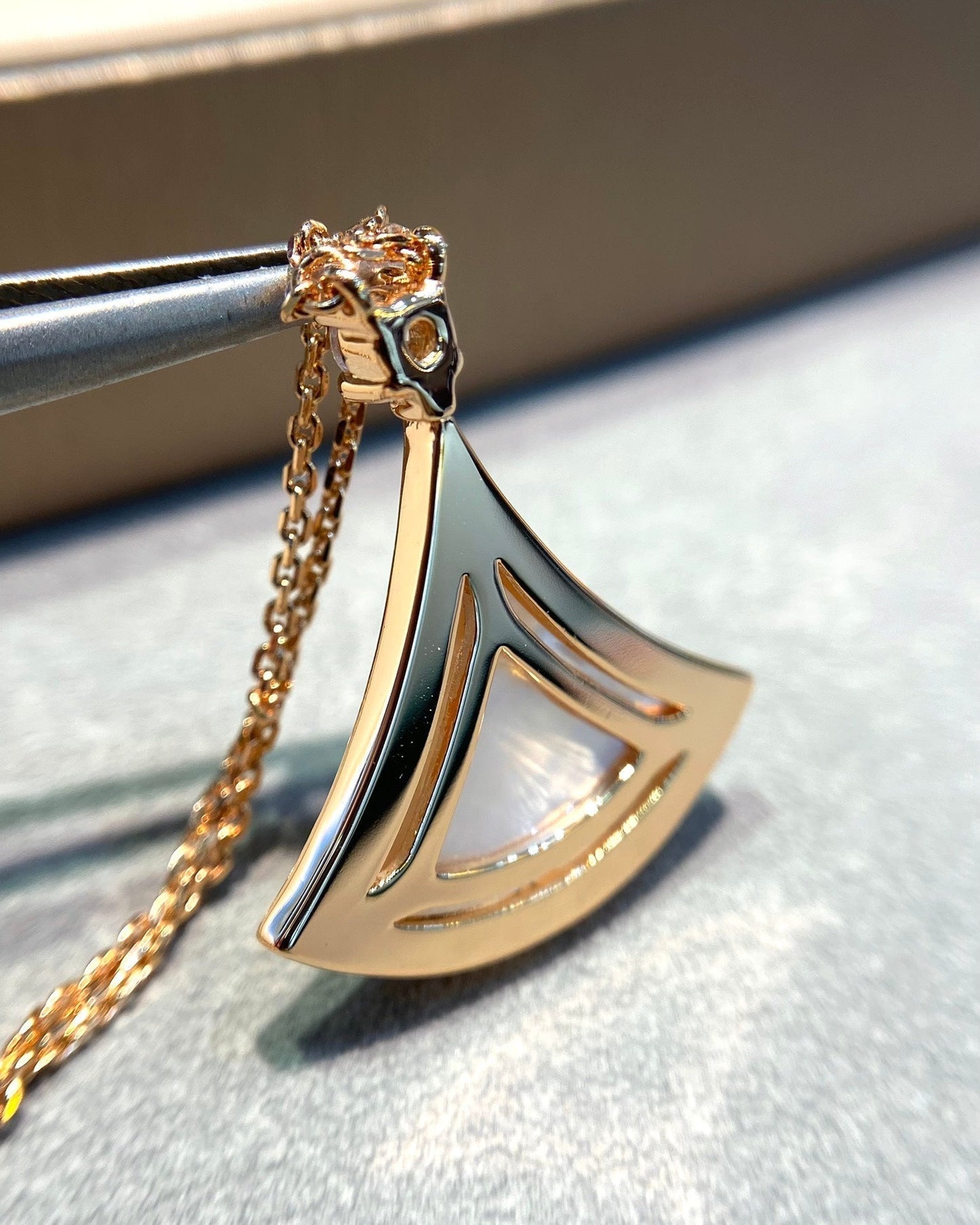 [Lucky Star]DREAM MOP DIAMOND PAVED PINK GOLD NECKLACE