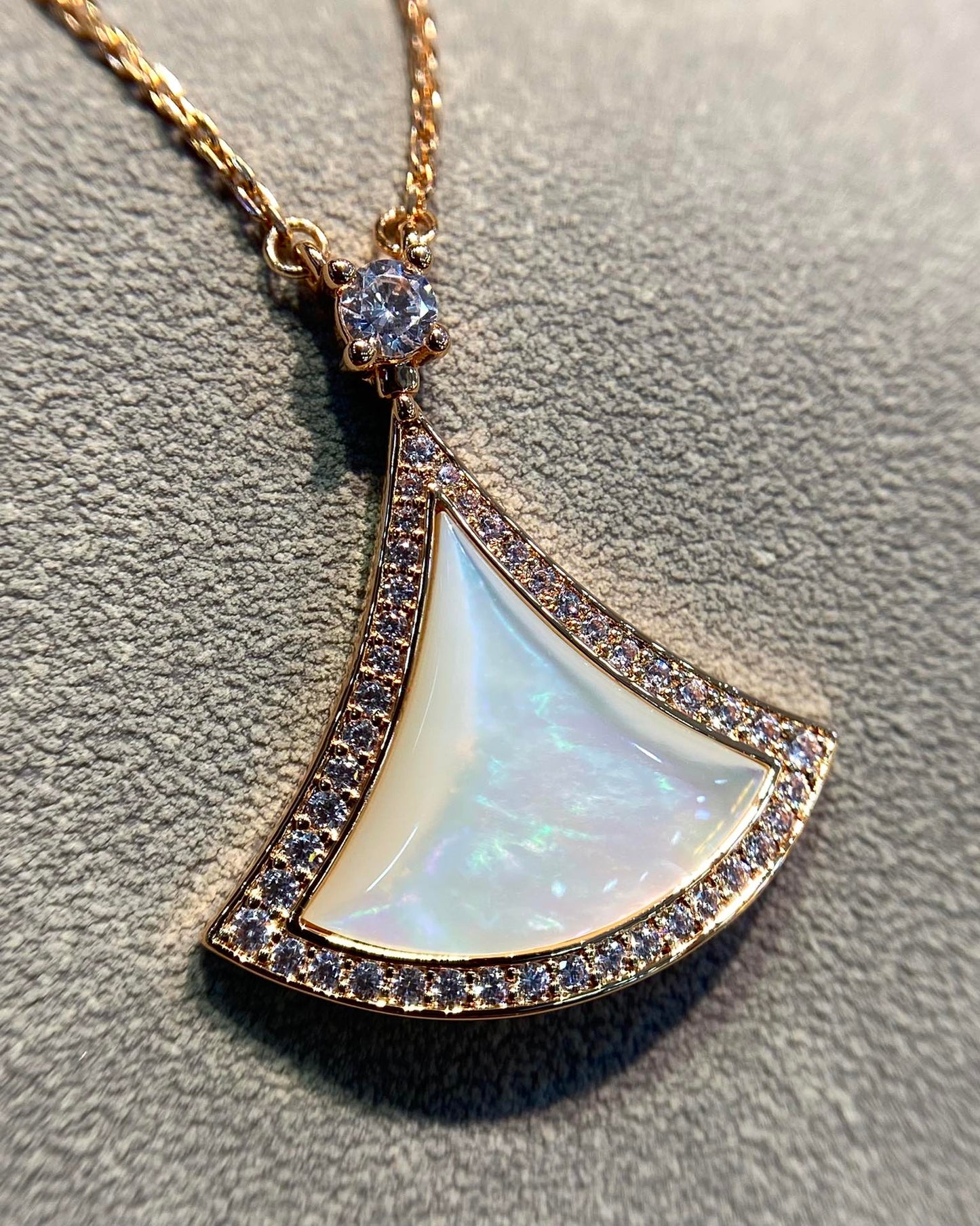[Lucky Star]DREAM MOP DIAMOND PAVED PINK GOLD NECKLACE