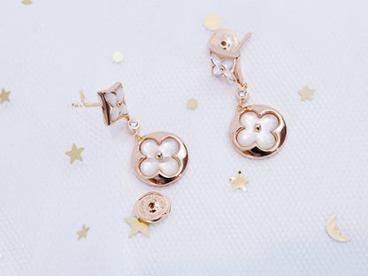 [Lucky Star]STAR AND SUN PINK GOLD MOP DROP EARRINGS
