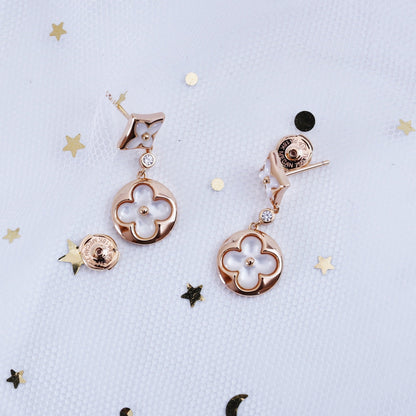 [Lucky Star]STAR AND SUN PINK GOLD MOP DROP EARRINGS