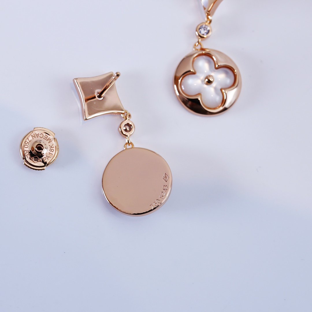 [Lucky Star]STAR AND SUN PINK GOLD MOP DROP EARRINGS