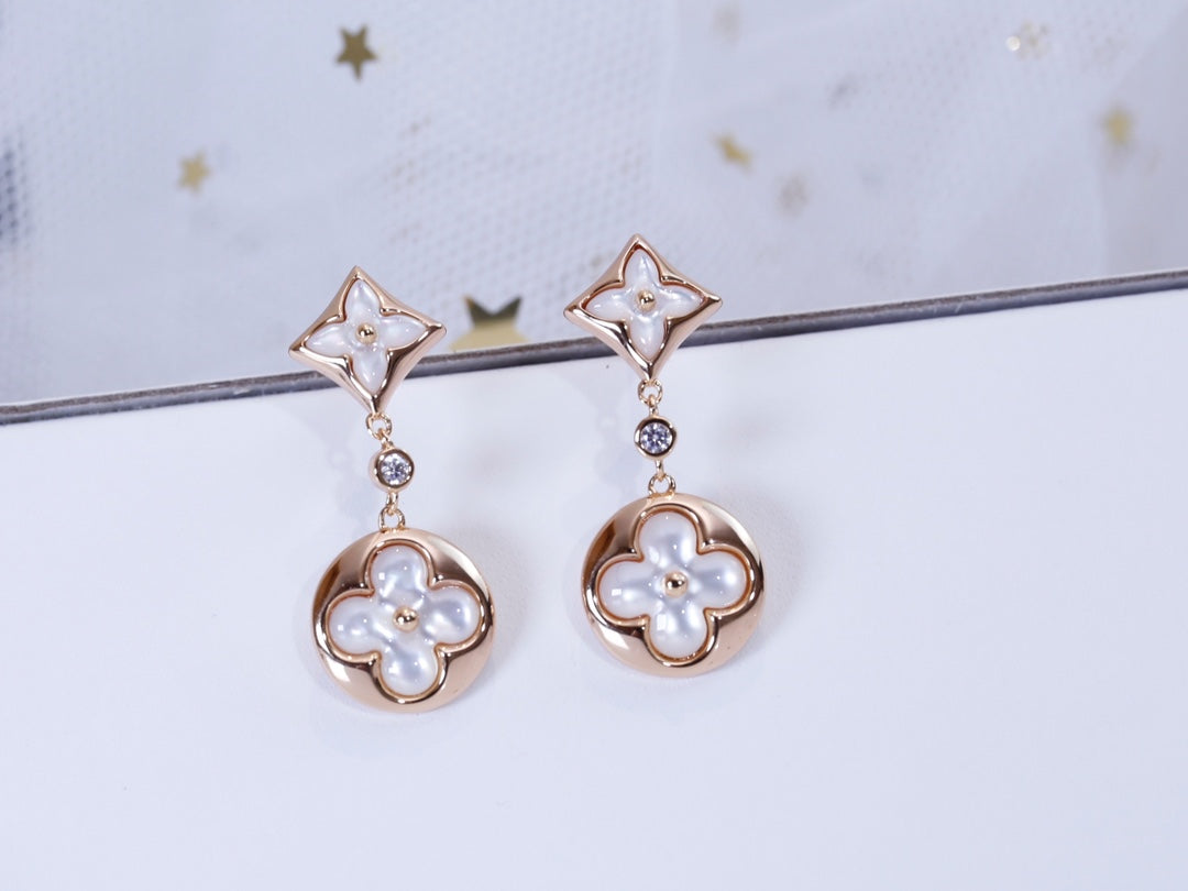 [Lucky Star]STAR AND SUN PINK GOLD MOP DROP EARRINGS