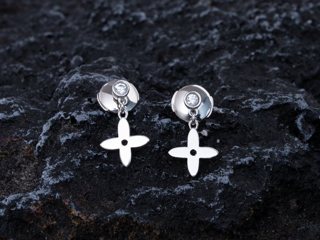 [Lucky Star]VIDYLLE SILVER DIAMOND MINI DROP EARRINGS
