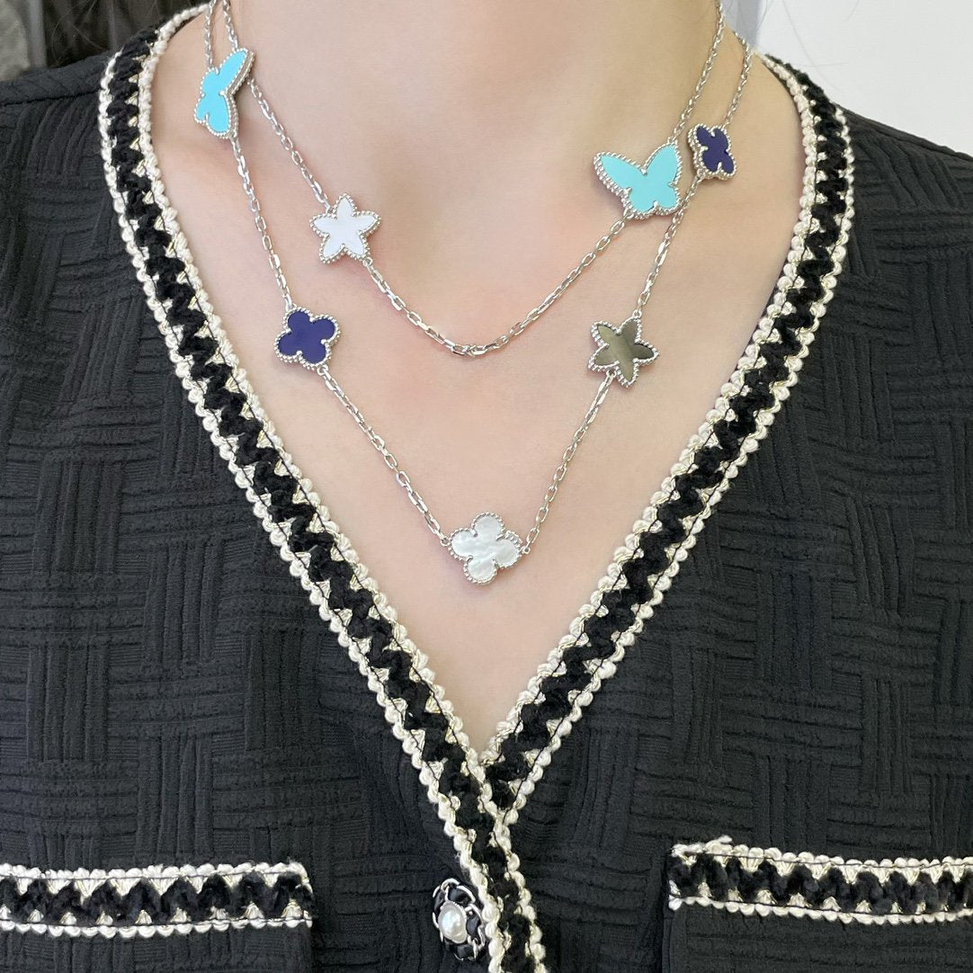 [Lucky Star]LUCKY CLOVER SILVER 11 MOTIF NECKLACE