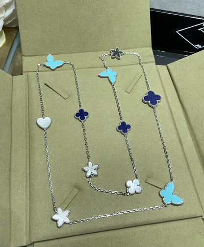 [Lucky Star]LUCKY CLOVER SILVER 11 MOTIF NECKLACE