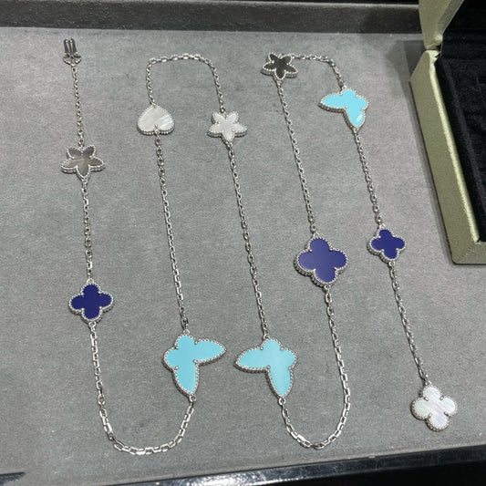 [Lucky Star]LUCKY CLOVER SILVER 11 MOTIF NECKLACE