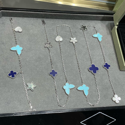 [Lucky Star]LUCKY CLOVER SILVER 11 MOTIF NECKLACE