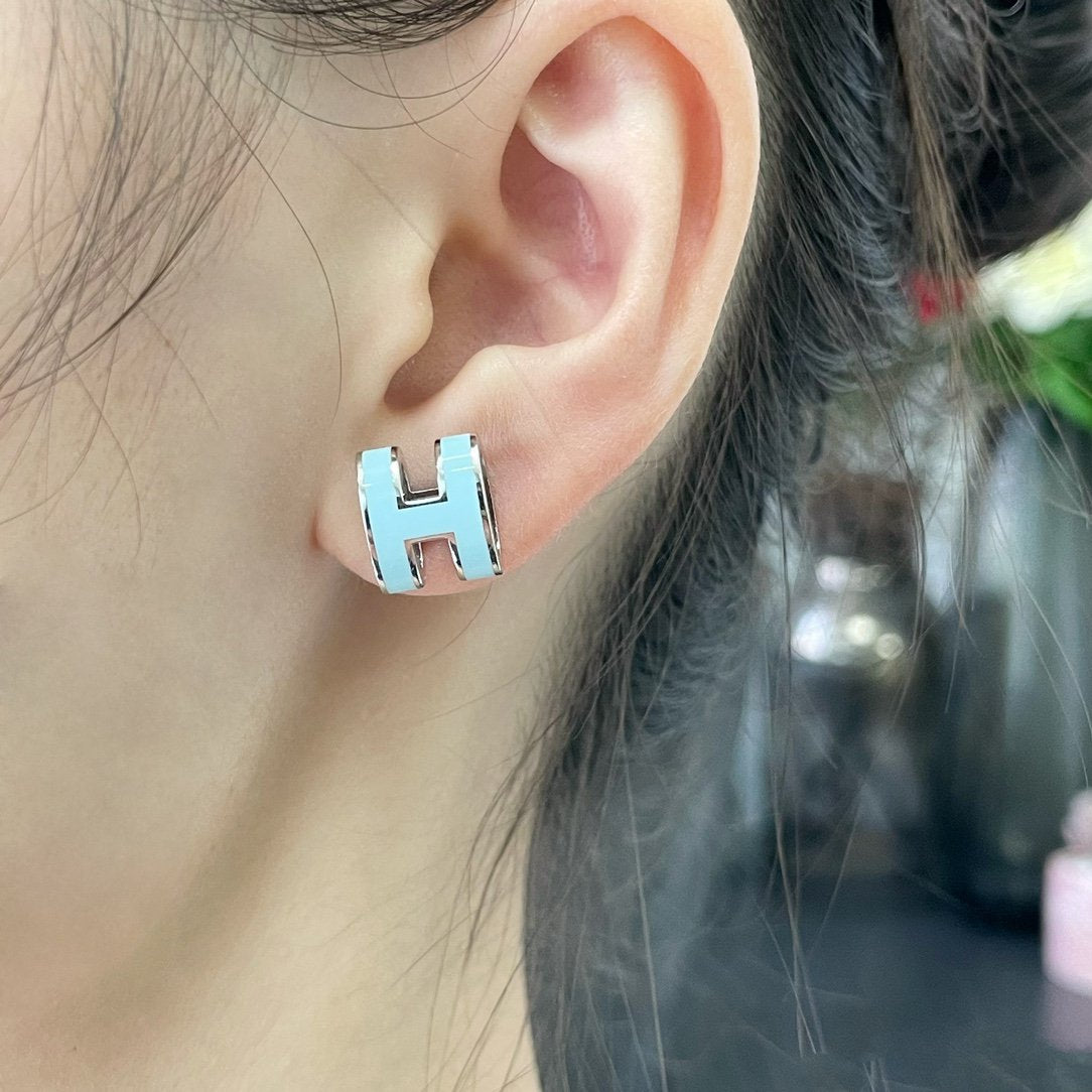 [Lucky Star]POP H SKY BLUE STUD EARRINGS