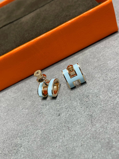 [Lucky Star]POP H SKY BLUE STUD EARRINGS