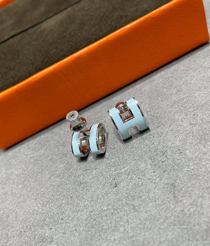 [Lucky Star]POP H SKY BLUE STUD EARRINGS