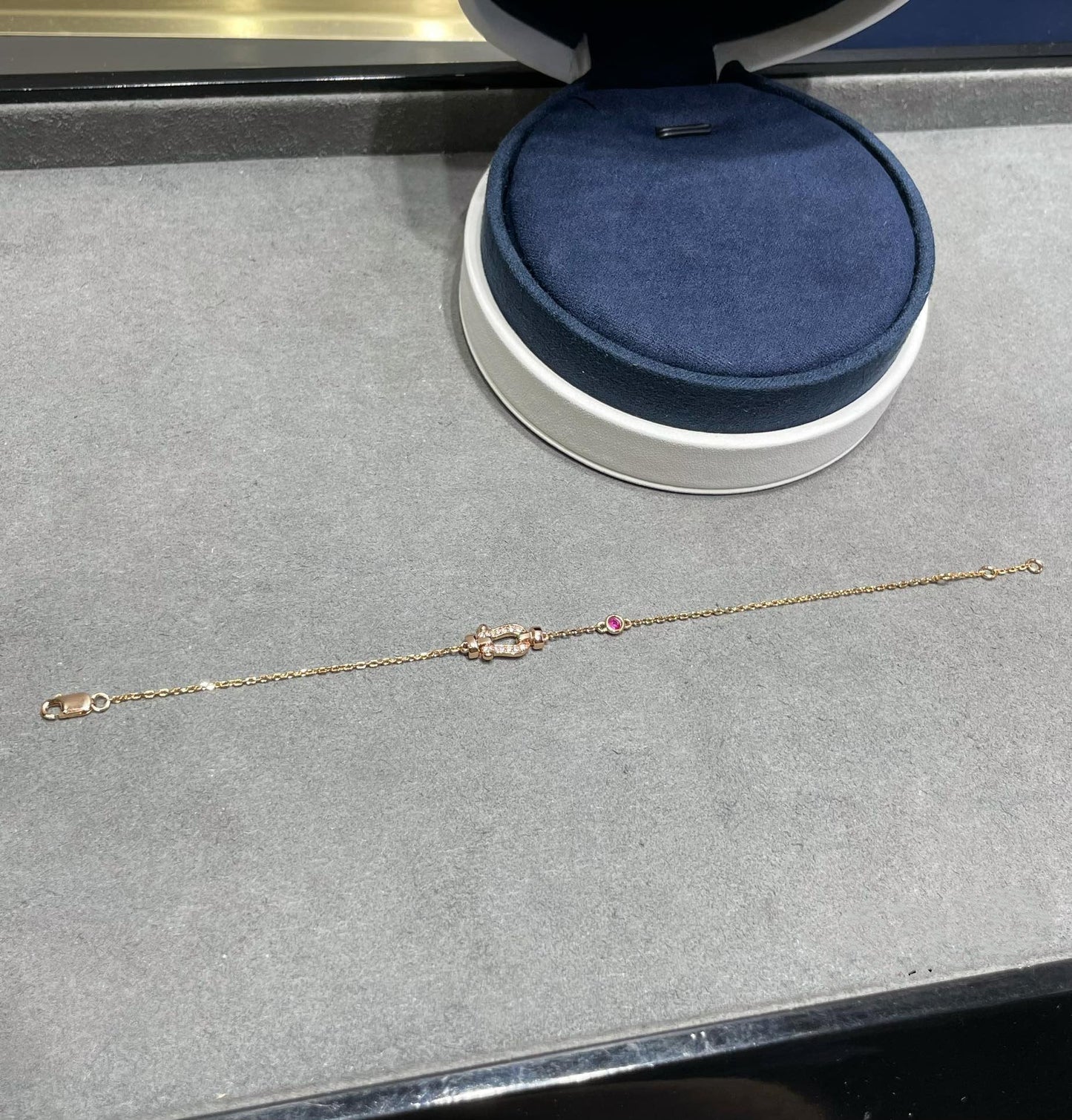 [Lucky Star]FORCE 10 DIAMOND CHAIN LINK PINK GOLD BRACELET