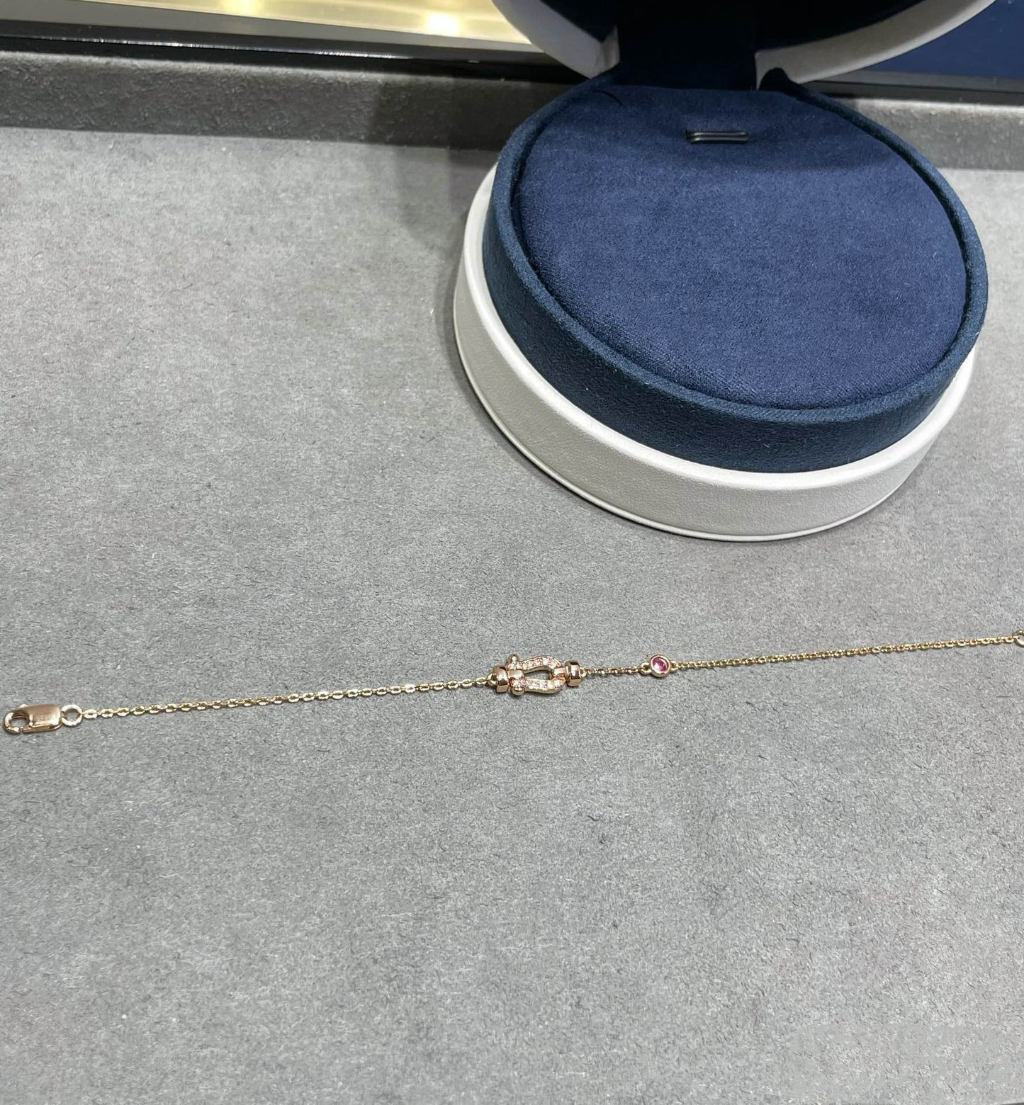[Lucky Star]FORCE 10 DIAMOND CHAIN LINK PINK GOLD BRACELET