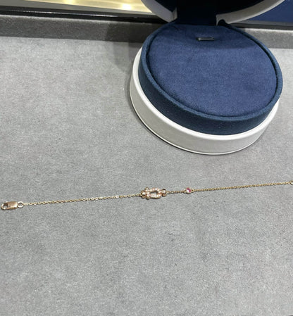 [Lucky Star]FORCE 10 DIAMOND CHAIN LINK PINK GOLD BRACELET