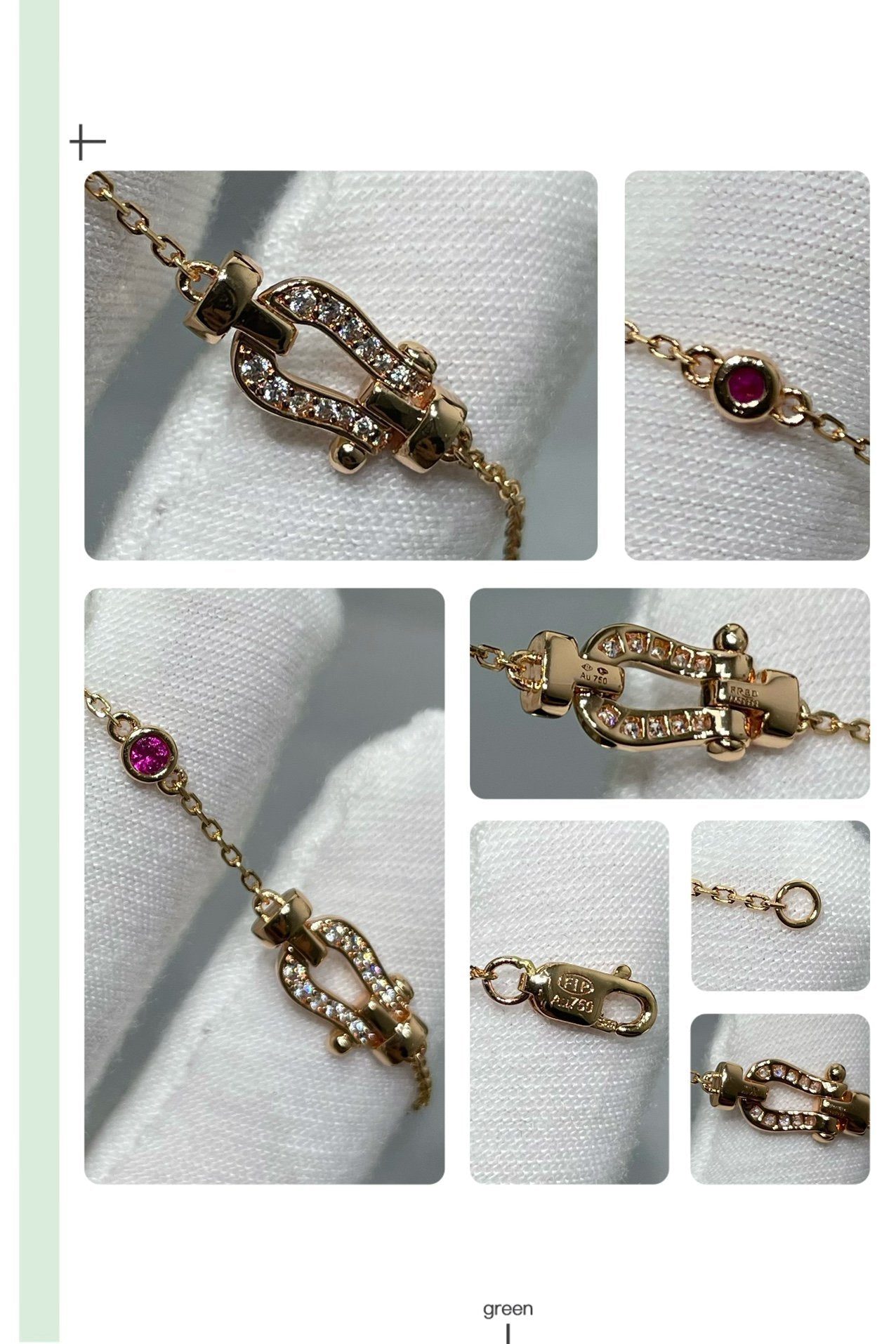 [Lucky Star]FORCE 10 DIAMOND CHAIN LINK PINK GOLD BRACELET