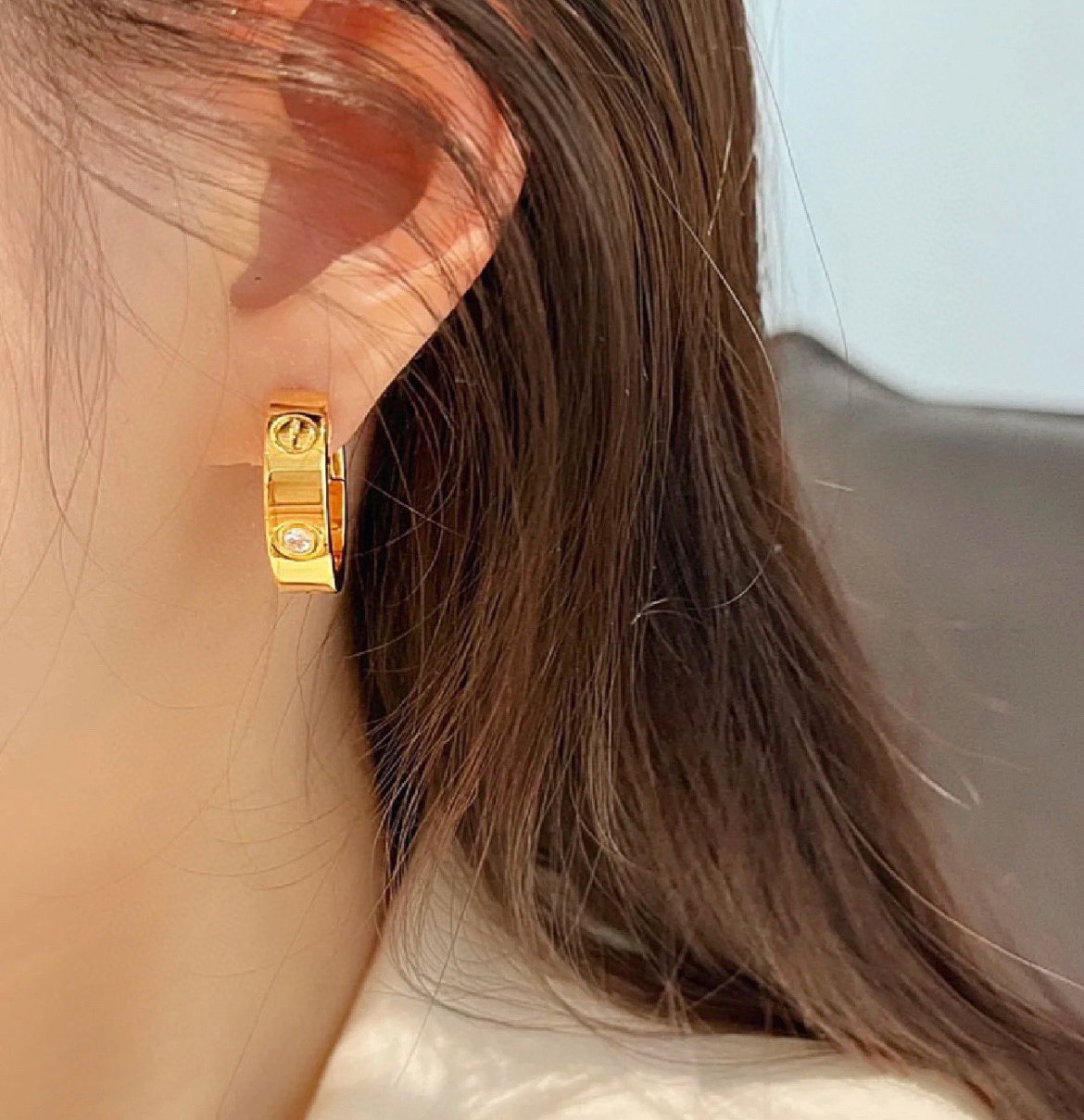[Lucky Star]LOVE 5.5MM 1 DIAMOND EARRINGS