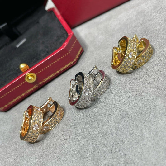 [Lucky Star]LOVE 5.5MM DIAMOND PAVED EARRINGS