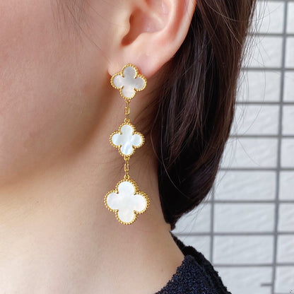 [Lucky Star]CLOVER MOP 3 MOTIFS GOLD EARRINGS