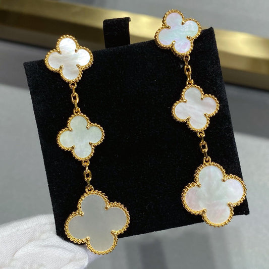 [Lucky Star]CLOVER MOP 3 MOTIFS GOLD EARRINGS