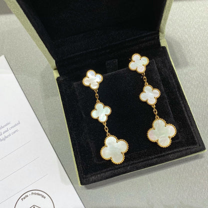 [Lucky Star]CLOVER MOP 3 MOTIFS GOLD EARRINGS