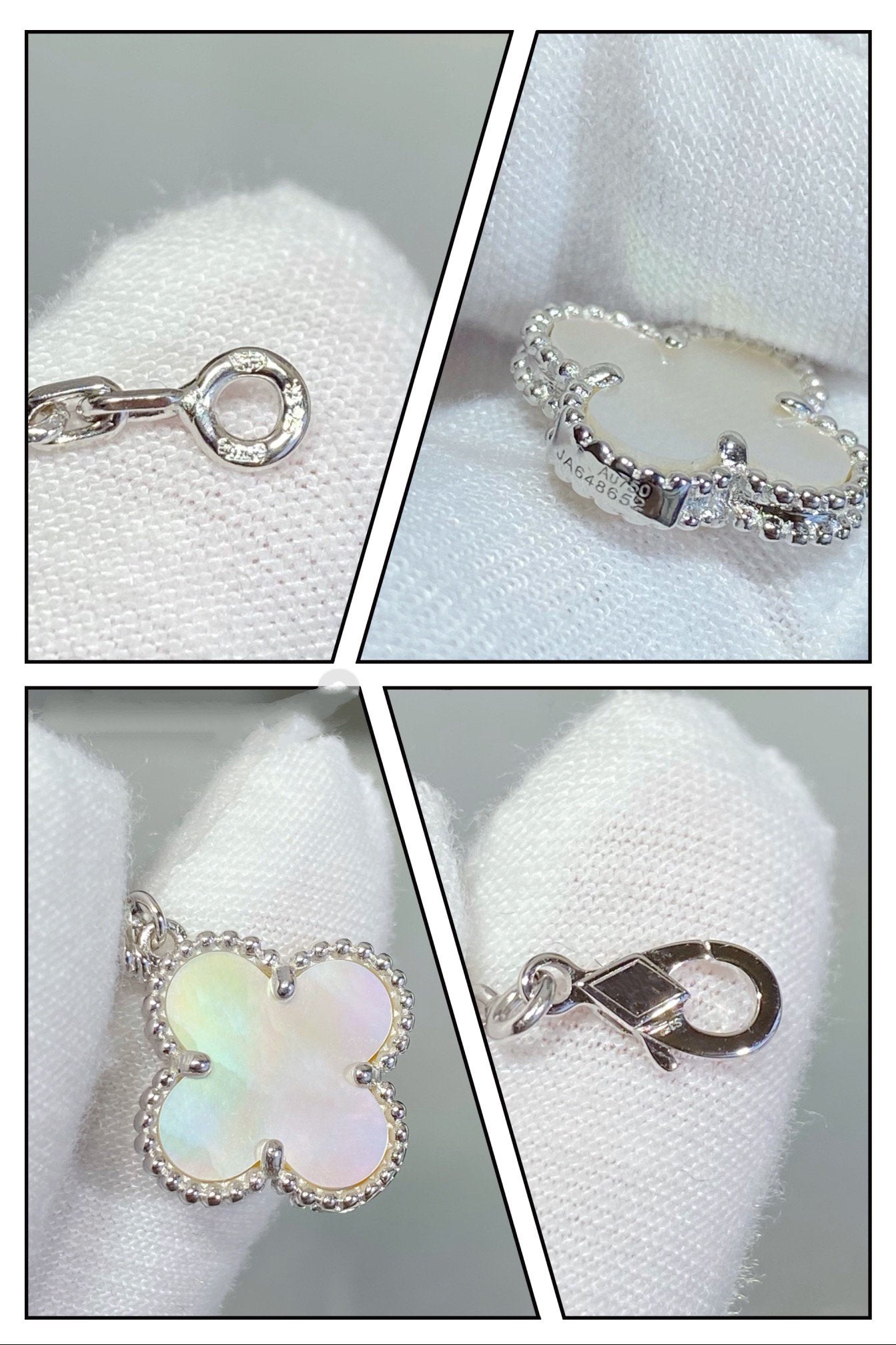 [Lucky Star]CLOVER 5 MOTIF WHITE MOP SILVER BRACELET