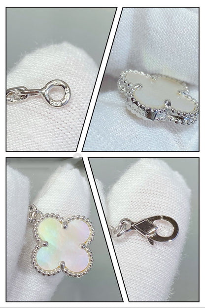 [Lucky Star]CLOVER 5 MOTIF WHITE MOP SILVER BRACELET