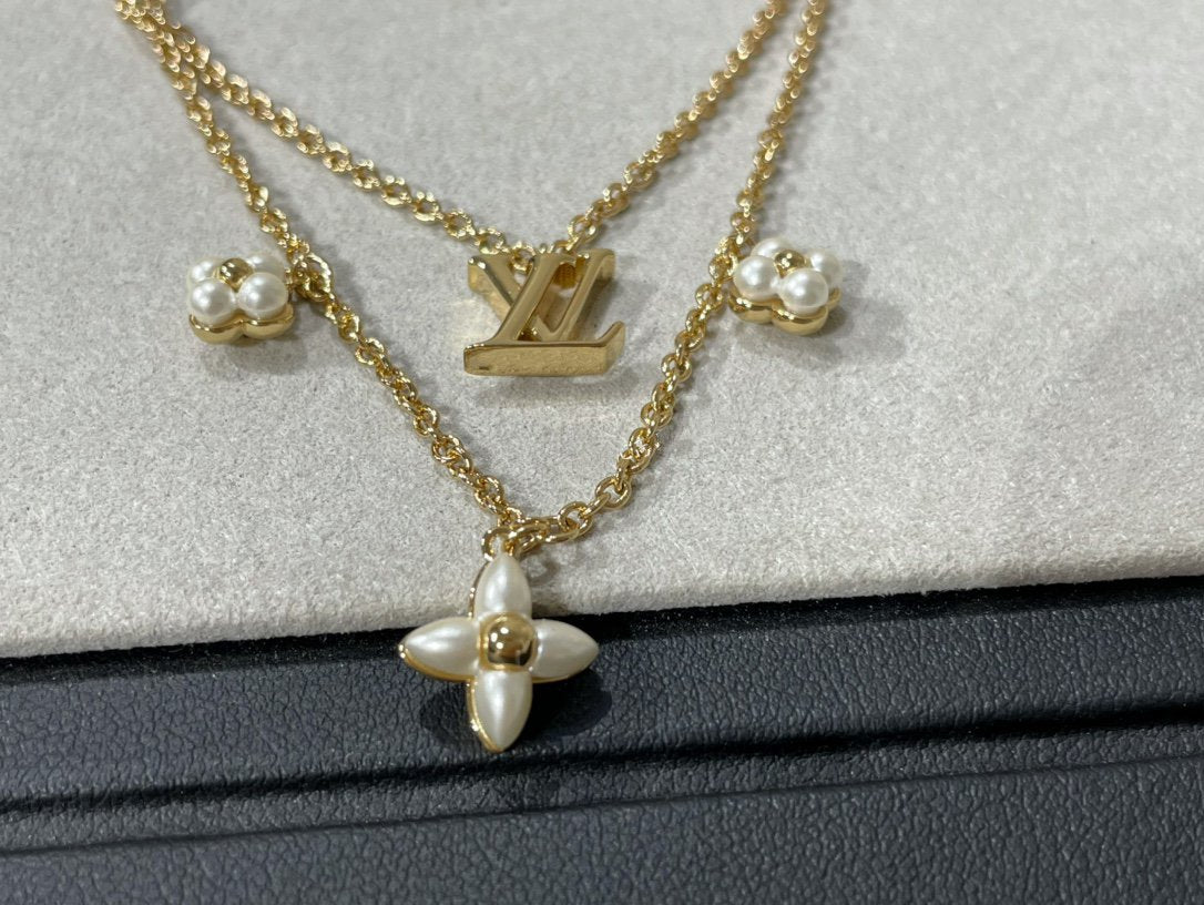 [Lucky Star]FLOWERGRAM GOLD MOP DOUBLE ROW NECKLACE