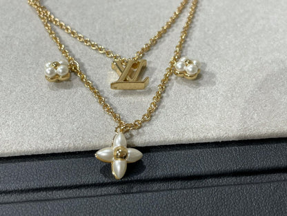 [Lucky Star]FLOWERGRAM GOLD MOP DOUBLE ROW NECKLACE