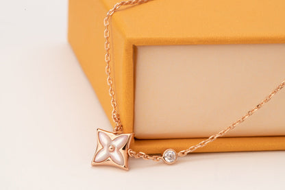 [Lucky Star]STAR PINK MOP 1 DIAMOND PINK GOLD NECKLACE