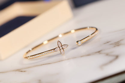 [Lucky Star]IDYLLE GOLD OPEN BRACELET DIAMOND PAVED