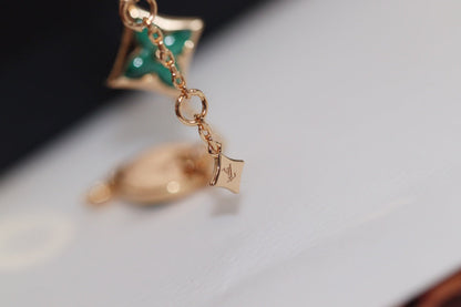[Lucky Star]STAR AND SUN 4 MOTIF PINK GOLD MALACHITE BRACELET