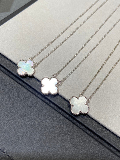 [Lucky Star]CLOVER MEDIUM SILVER WHITE MOP NECKLACE