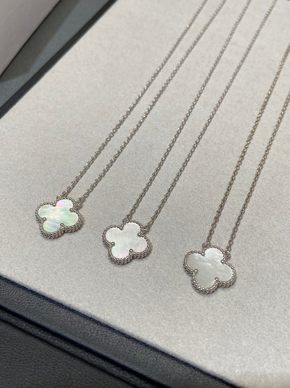 [Lucky Star]CLOVER MEDIUM SILVER WHITE MOP NECKLACE
